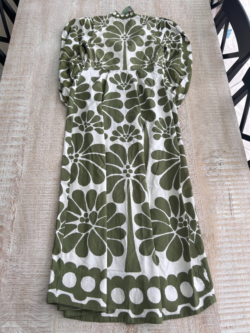 Farm Rio Green/White Palermo Puff Sleeves Floral Maxi Dress Size Medium - Picture 5 of 14